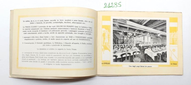 Depliant Brochure Navigazione generale italiana piroscafo Duilio 3° classe anni …