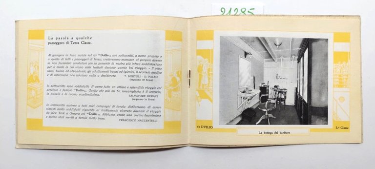 Depliant Brochure Navigazione generale italiana piroscafo Duilio 3° classe anni …
