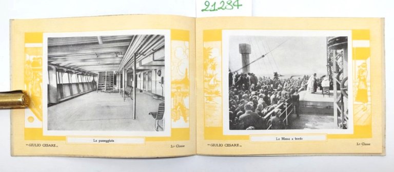 Depliant Brochure Navigazione generale italiana piroscafo Giulio Cesare 3° classe …