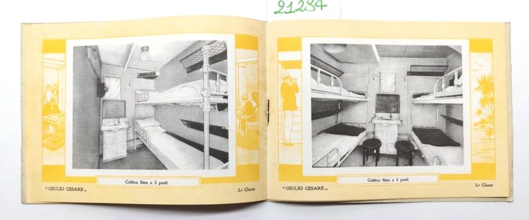 Depliant Brochure Navigazione generale italiana piroscafo Giulio Cesare 3° classe …