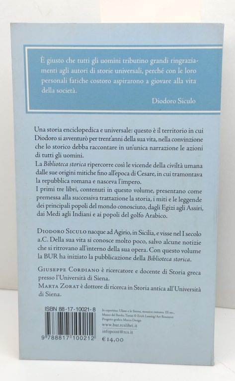 Diodoro Siculo Biblioteca storica 1° volume BUR Rizzoli 1° edizione … | Immagine Gallery 3