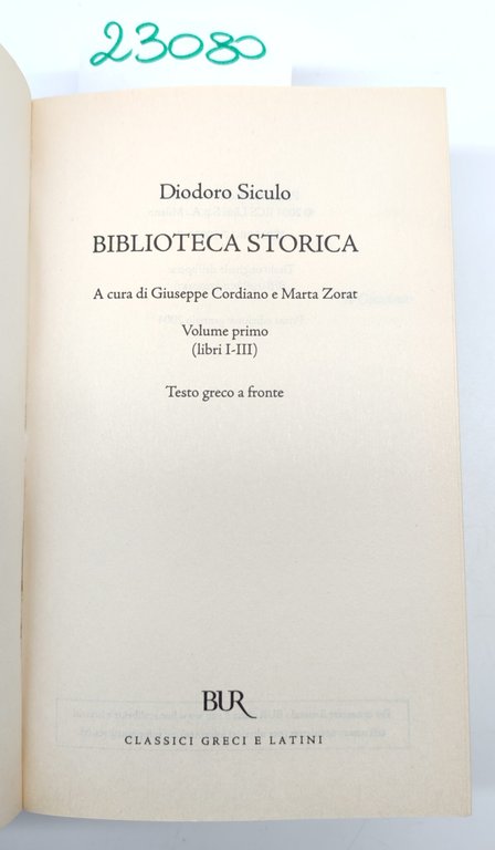 Diodoro Siculo Biblioteca storica 1° volume BUR Rizzoli 1° edizione … | Immagine Gallery 4
