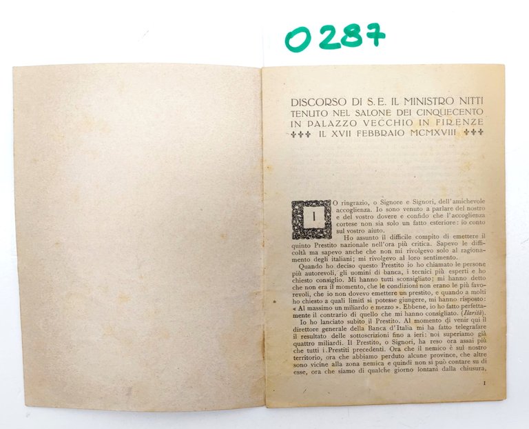Parla S E. Il ministro del tesoro discorso di S. …