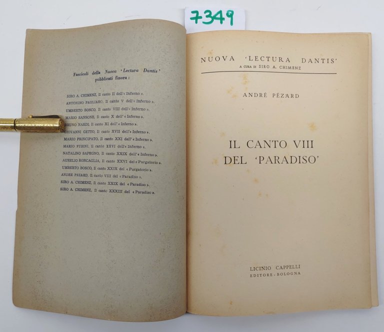 Divina Commedia AndrÈ Pezard Il canto VIII del Paradiso Cappelli …