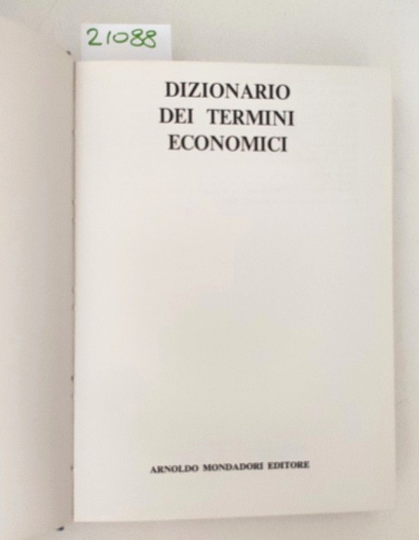 Dizionario dei termini economici Mondadori 1972
