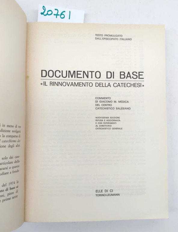 Documento di base Il rinnovamento della catechesi Elle Di Ci …