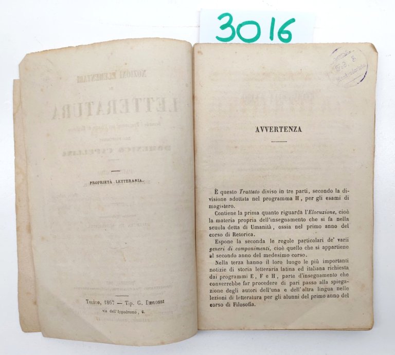 Domenico Capellina Nozioni elementari di letteratura parte I Della Elocuzione … | Immagine Gallery 4