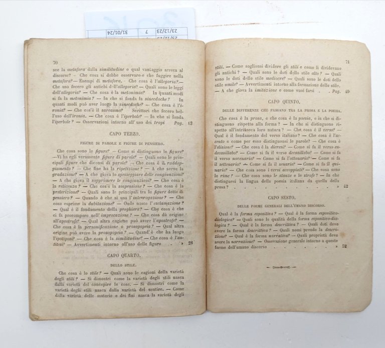 Domenico Capellina Nozioni elementari di letteratura parte I Della Elocuzione … | Immagine Gallery 7
