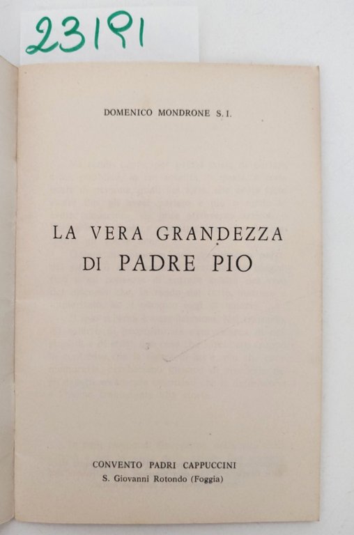 Domenico Mondrone La vera grandezza di Padre Pio 1969 | Immagine Gallery 3