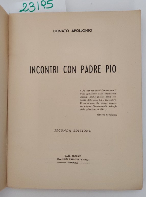 Donato Apollonio Incontri con Padre Pio Cappetta 2° ed 1951 | Immagine Gallery 3