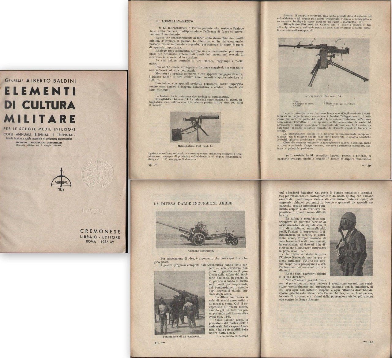 Elementi Di Cultura Militare Generale Alberto Baldini-Illustrato 1937