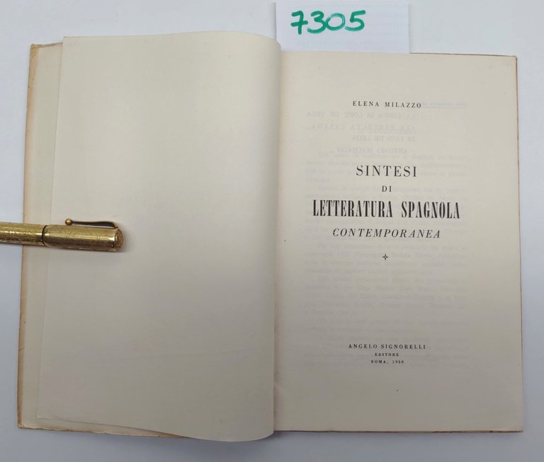 Elena Milazzo Sintesi di letteratura spagnola contemporanea Signorelli 1958