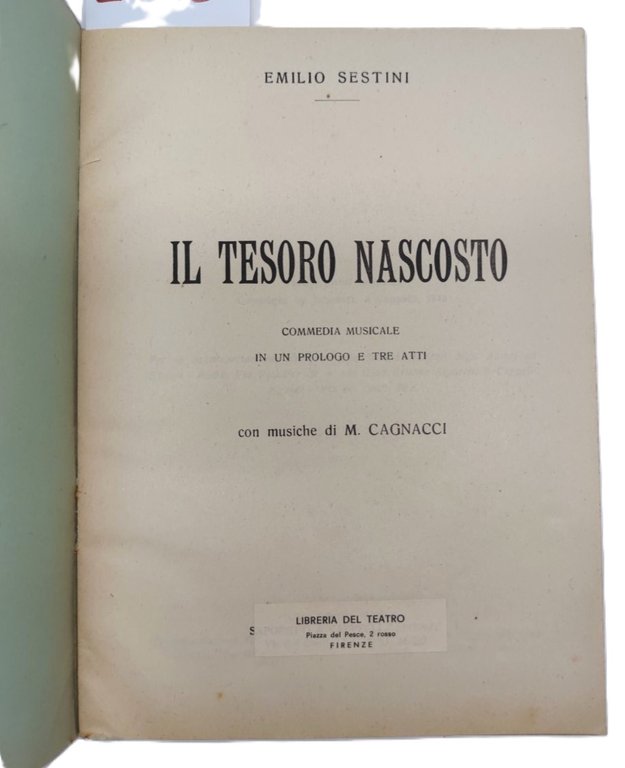 Emilio Sestini Il tesoro nascosto commedia musicale Libreria del Teatro …