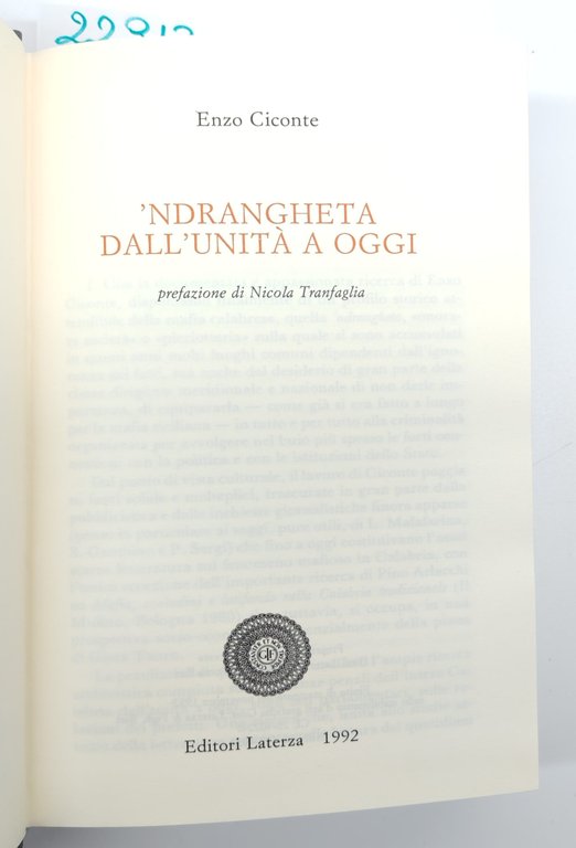 Enzo Ciconte Ndrangheta dall'unità a oggi Laterza 2° edizione 1992 | Immagine Gallery 3