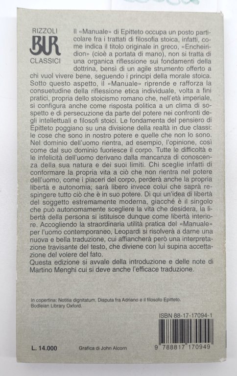 Epitteto Manuale BUR Rizzoli 1° edizione 1996 | Immagine Gallery 2