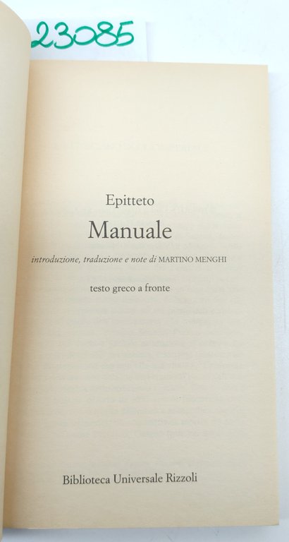 Epitteto Manuale BUR Rizzoli 1° edizione 1996 | Immagine Gallery 3