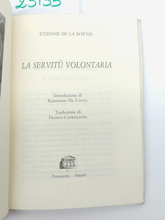 Etienne De La Boetie La servitù volontaria Fragmenta Procaccini 1994 | Immagine Gallery 3