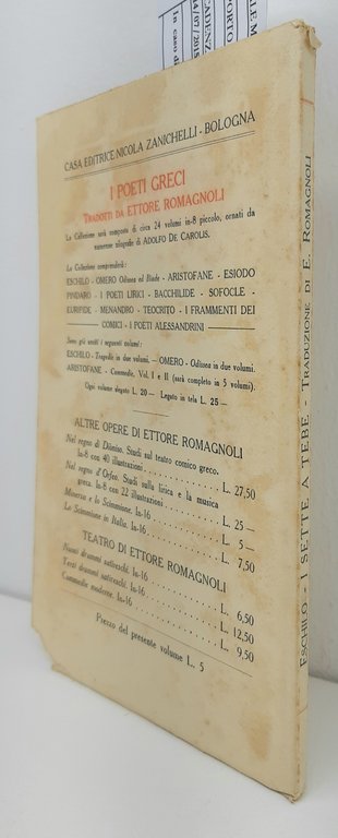 Ettore Romagnoli Eschilo I sette a Tebe Zanichelli 1924 Abela …