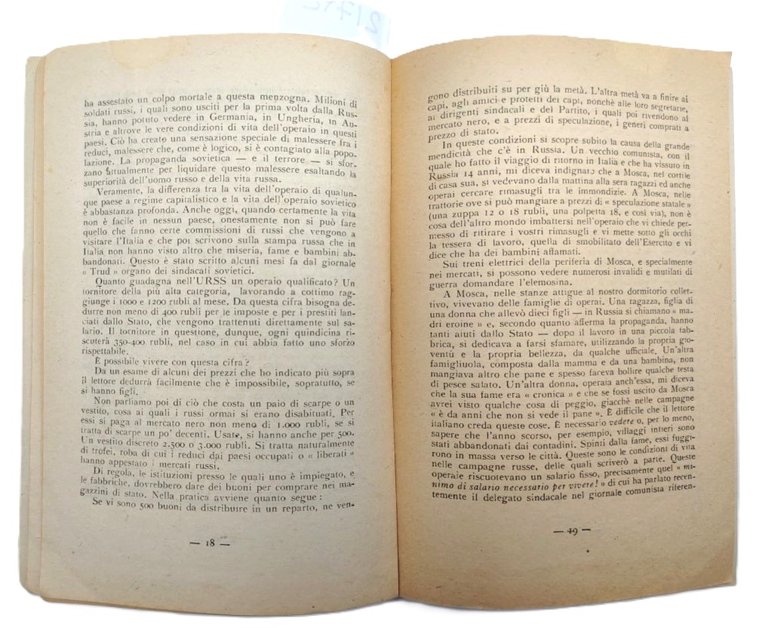 Ettore Vanni Io operaio in Russia Il Riccio 1947