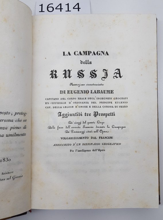 Eugenio Labaume La campagna della Russia due volumi Macerata Mancini …