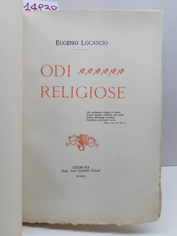 Eugenio Locascio Odi religiose Cremona Foroni 1903 autografato | Immagine Gallery 5