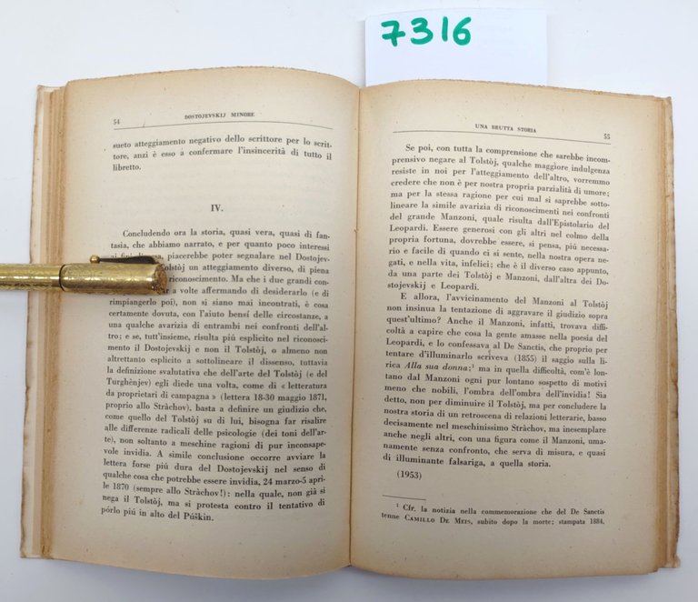 Eurialo De Michelis Dostoevskij Minore Nuova Italia 1954