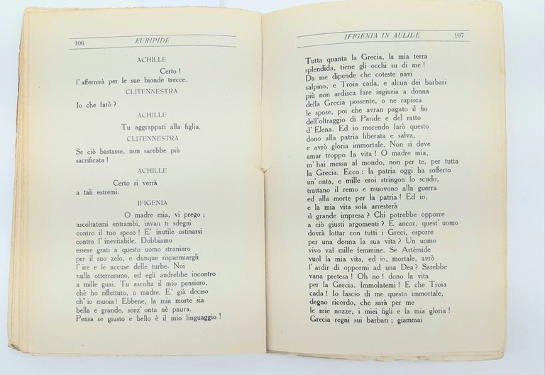 Euripide Ifigenia In Aulide Vers. Garavani 1930 Abela Carboneria