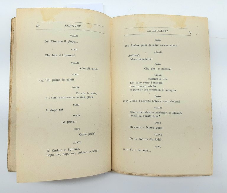 Euripide Le Baccanti Ettore Romagnoli Zanichelli 1922 Abela Carboneria