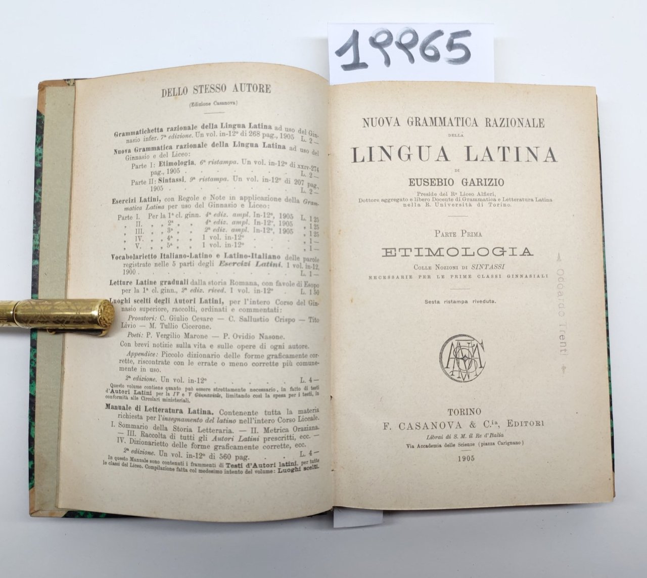 Eusebio Garizio Nuova grammatica razionale della lingua italiana parte 1° …