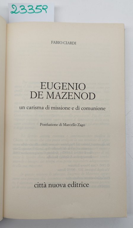 Fabio Ciardi Eugenio De Marzenod Città Nuova 1995 | Immagine Gallery 3