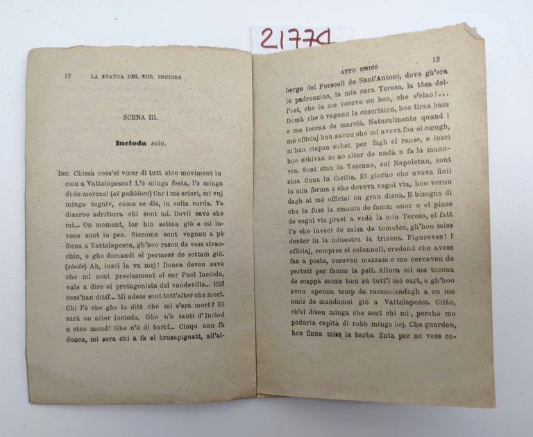 Ferdinando Fontana La Statoa del Sur Incioda dialetto milanese 3° …