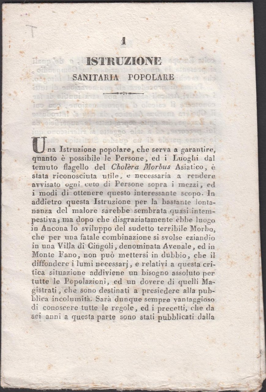 Fermo Morbo colera Istruzioni sanitarie alla popolazione A. Bolis 1836