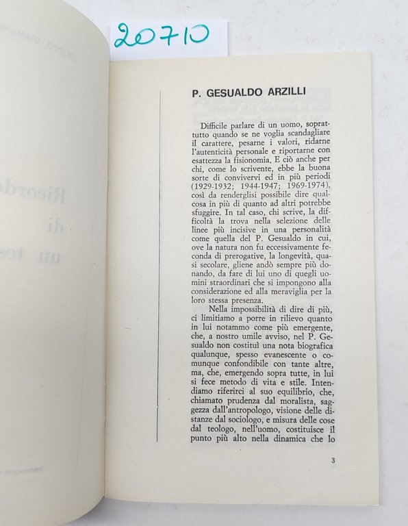Filippo D'Amando Ricordo di un testimone P. Gesualdo Arzilli Biemmegraf …