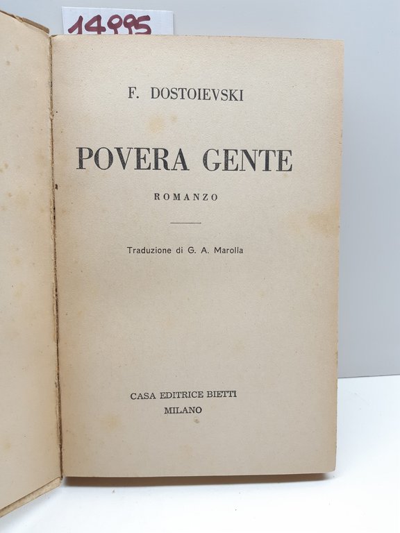 Fiodor Dostoevskij Povera gente romanzo Bietti 1950 | Immagine Gallery 3