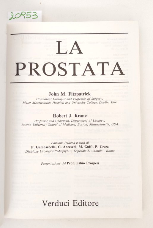 Fitzpatrick Krane La prostata Verduci 1992 1° edizione | Immagine Gallery 2