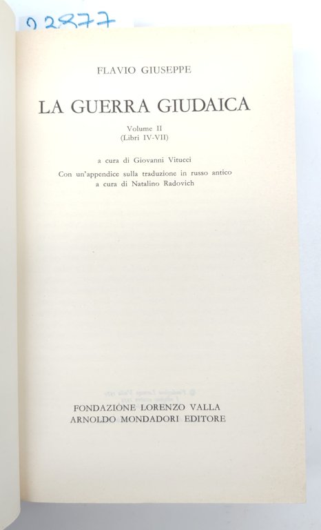 Flavio Giuseppe La guerra giudaica 2° volume Mondadori 3° edizione … | Immagine Gallery 4