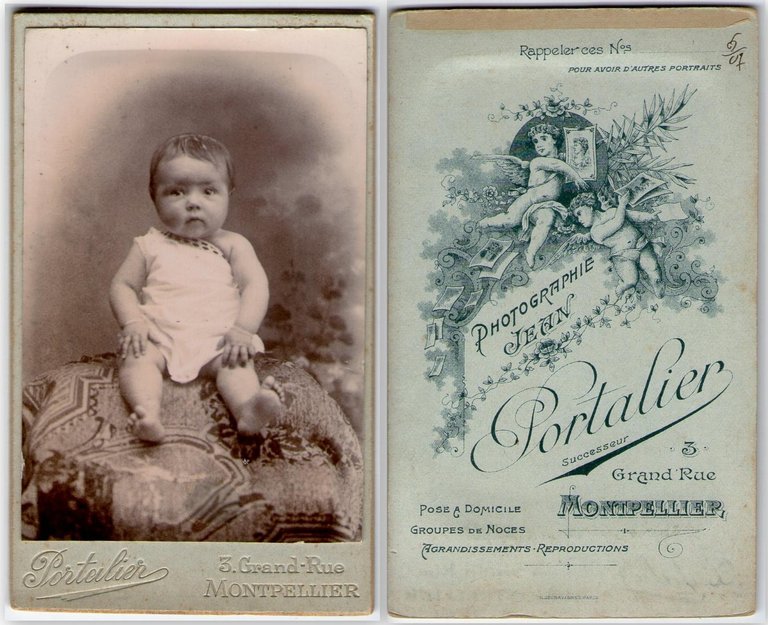 Foto photo bambino in posa by Portalier Montepellier cdv 1880 …