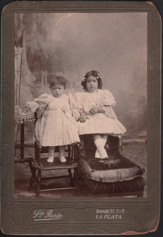 Foto photo cabinet card bambine in posa by S.do Borio …