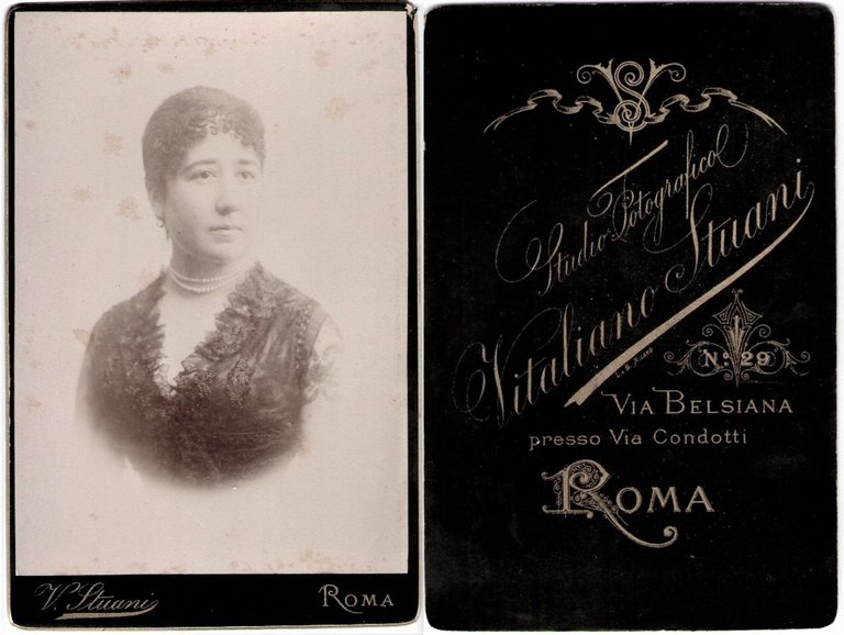 Foto photo cabinet card gentildonna con collana di perle by …