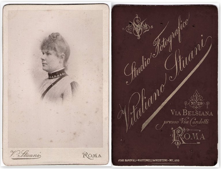 Foto photo cabinet card gentildonna in posa by V. Stuani …