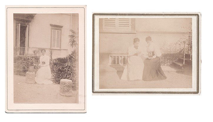 Foto photo cabinet card gentildonne in giardino famiglia Puccioni-Poggi by …