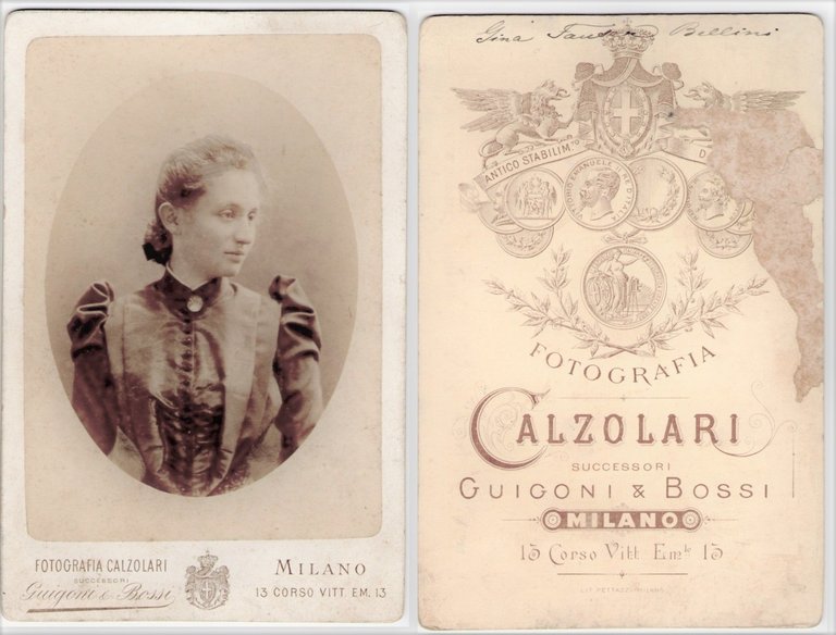 Foto photo cabinet card ritratto di Gina F. Bellini by …