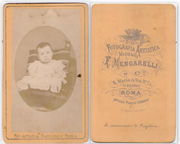 Foto photo cdv Bambino seduto in ovale by F. Mengarelli …