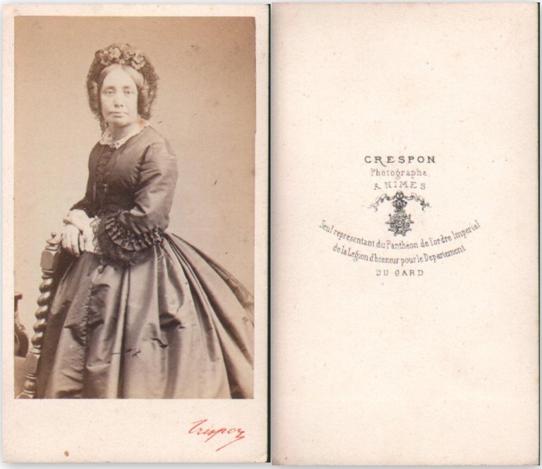 Foto photo gentildonna con cappello by Crespon Nimes cdv 1880 …