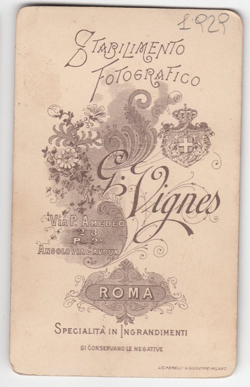 Foto photo gentildonna in posa by G. Vignes Roma 1880 …