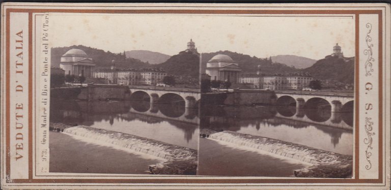 Foto photo stereoscopica chiesa Gran Madre di Dio e Ponte …