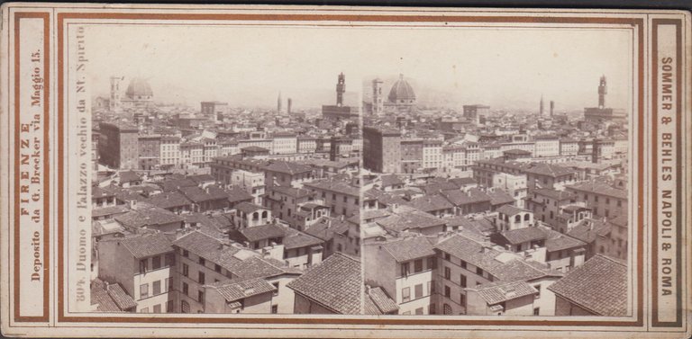 Foto photo stereoscopica Duomo e Palazzo Vecchio da S. Spirito …