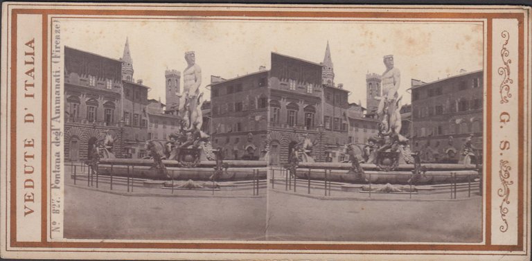 Foto photo stereoscopica Fontana degli Ammanati Firenze by Sommer 1890 …