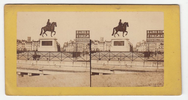 Foto photo stereoscopica stereoview statua Enrico IV Paris by Phot. …
