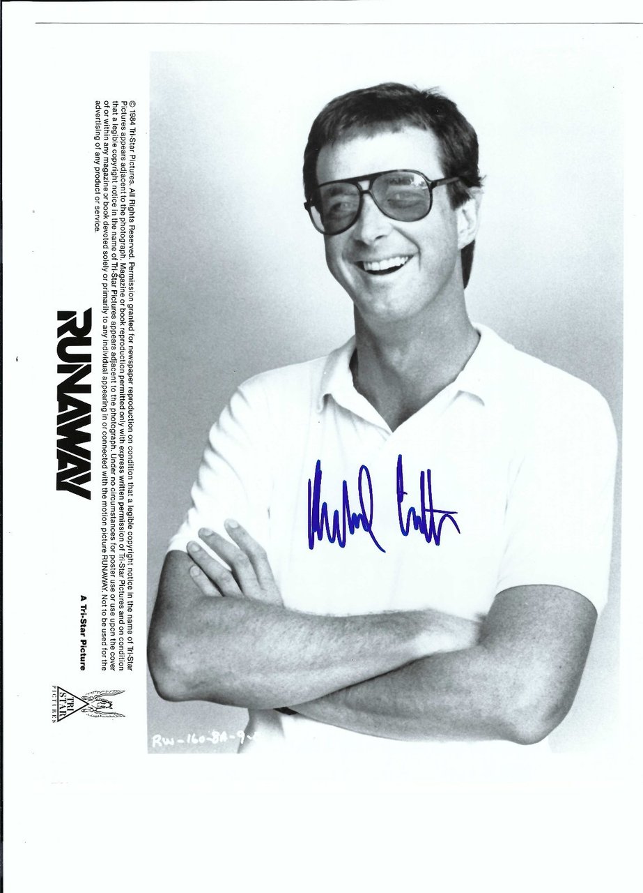 Foto Runaway autografo hand signed Michael Chrichton regista autore